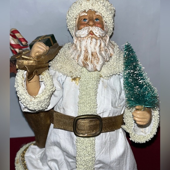 Possible Dreams SANTA 1987 Clothtiques 10#Old World White Gold TOY sack  713036 - Picture 11 of 16